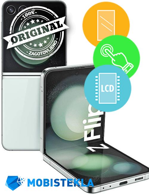 SAMSUNG Galaxy Z Flip 5 - Menjava ekrana in stekla - Original